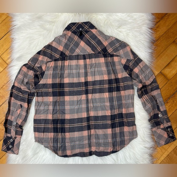 Rag & Bone Cruz Cotton Blend Top Classic Fit Pink Plaid - Picture 3 of 5